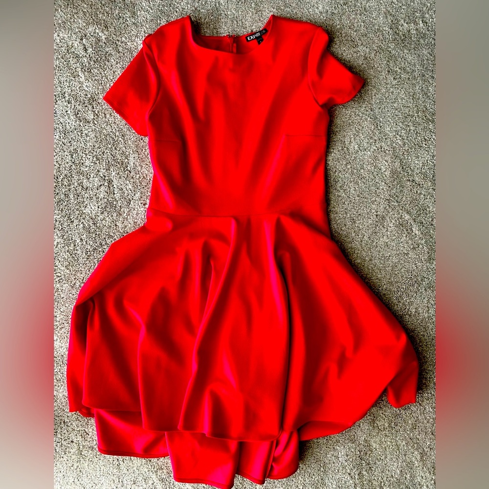 Express Red Fit and Flare Dress Size M